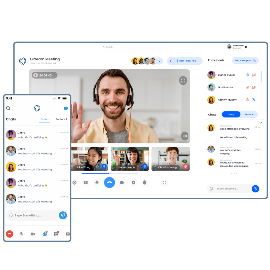 Opream Online Meeting project mockup